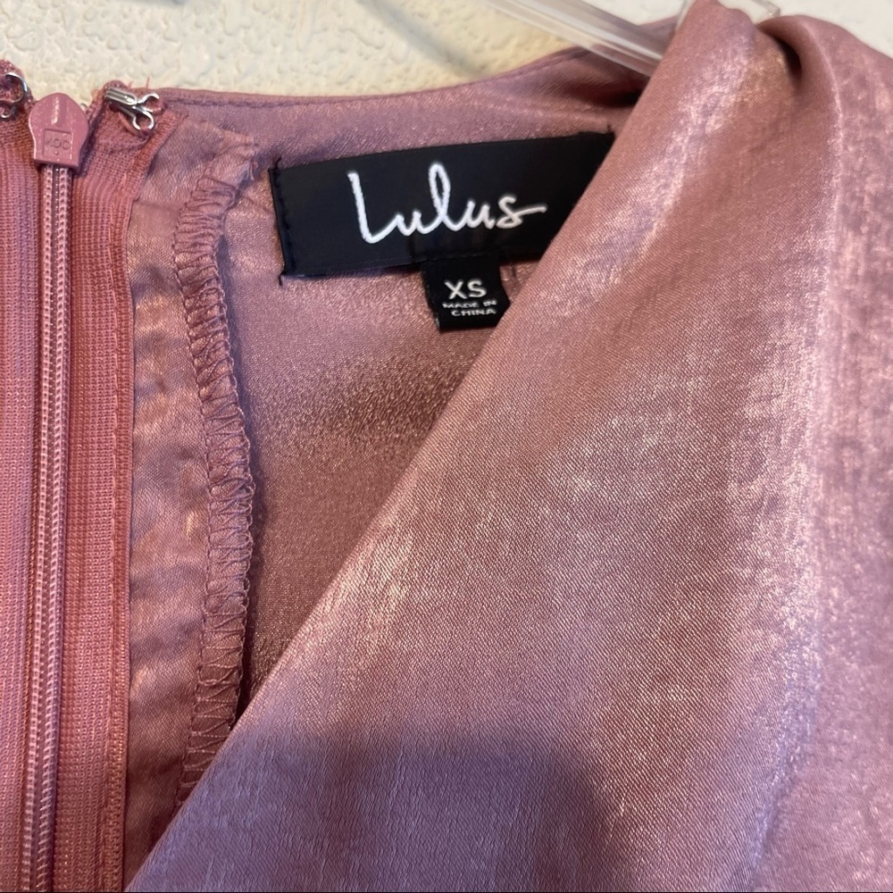 Lulus Eliza Wrap Mini Dress‎ in Pink Blush Satin Women's XS NWT - Picture 8 of 10
